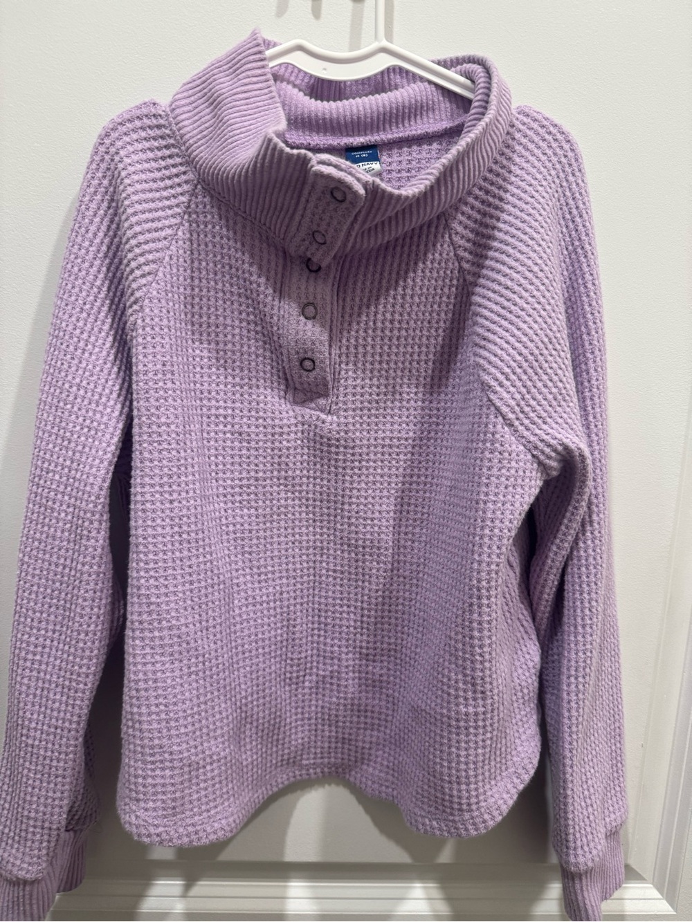 Old Navy Light Lavender Waffle Knit Button-Turtleneck Sweater